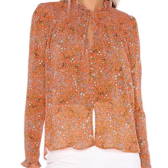 Sold out sold.       Free People LELA blouse in CORAL COMBO - Picture 3 of 12